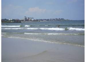 Shot of the city and the beach